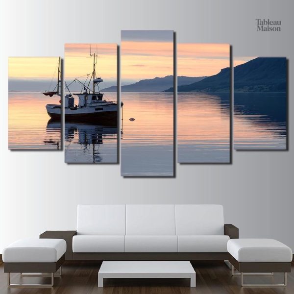 Tableau de bateau de pêche décoratif