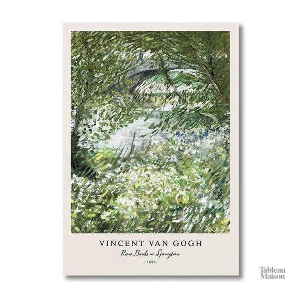 Peinture de Van Gogh : rivière au printemps, nature vivante