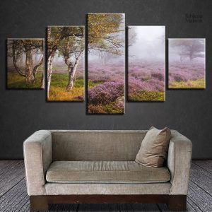 Illustration de brume sur la lande, art mural salle de bain