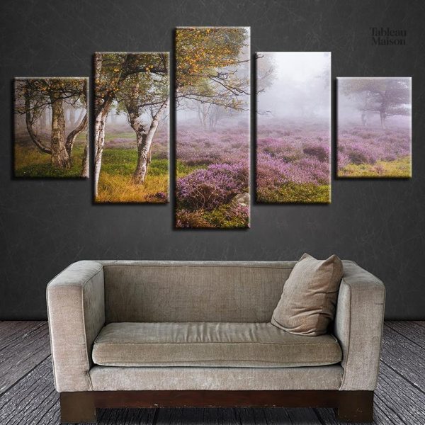 Illustration de brume sur la lande, art mural salle de bain