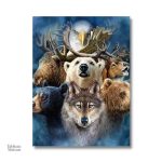 Art mural représentant un loup, un ours et un cerf