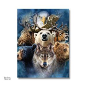 Art mural représentant un loup, un ours et un cerf