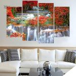 Cascade en automne - Tableau pour salle de bain