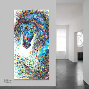 Tableau Cheval Bleu artistique moderne en décoration murale
