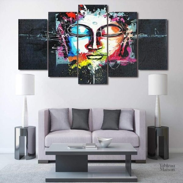 Tableau Bouddha coloré en polyptique
