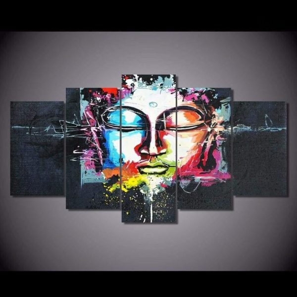 Polyptique Bouddha coloré, art mural inspirant