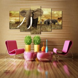 Art mural éléphants en milieu sauvage
