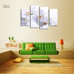 Art floral blanc, tableau moderne pour intérieur lumineux