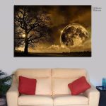 Art mural représentant la Lune et l'Arbre de Vie