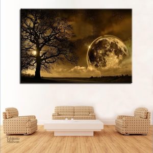 Décoration murale spirituelle Lune et Arbre de Vie