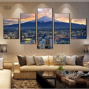 Tableau japonais représentant le Mont-Fuji au Japon