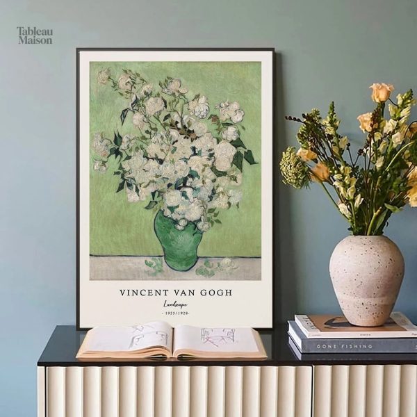 Tableau de roses roses dans un vase, Van Gogh