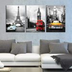 Tableau noir et blanc PARIS - LONDRES - NYC