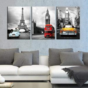 Tableau noir et blanc PARIS - LONDRES - NYC