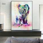Peinture aquarelle éléphant en couleur vibrante