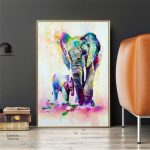 Art aquarelle représentant un éléphant sur toile