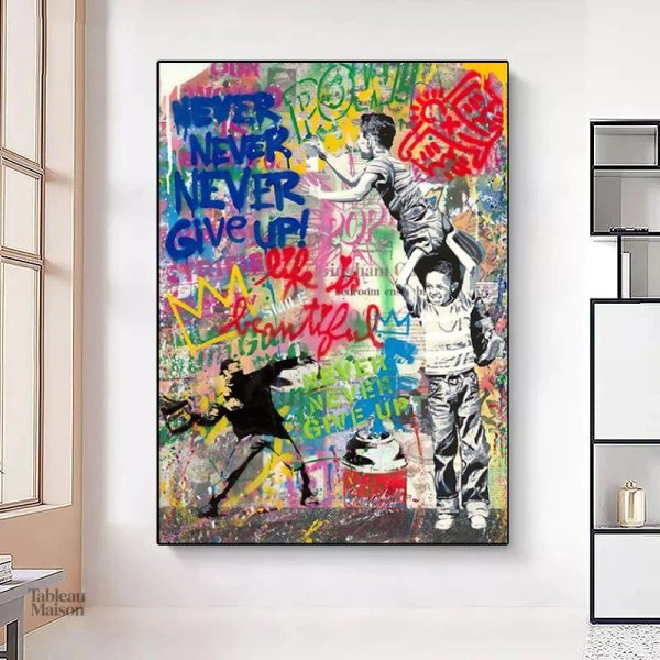 Peinture Street Art moderne sur toile colorée