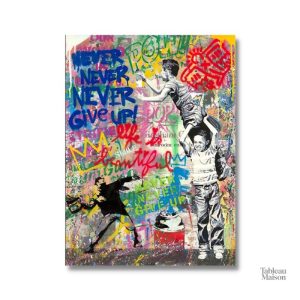 Tableau street art vibrant avec motifs urbains audacieux