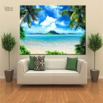 Tableau plage paradisiaque pour salle de bain