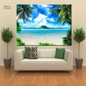 Tableau plage paradisiaque pour salle de bain