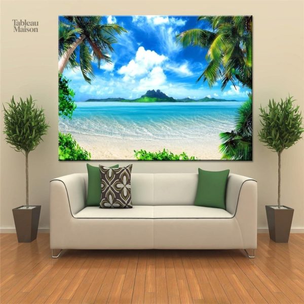 Tableau plage paradisiaque pour salle de bain