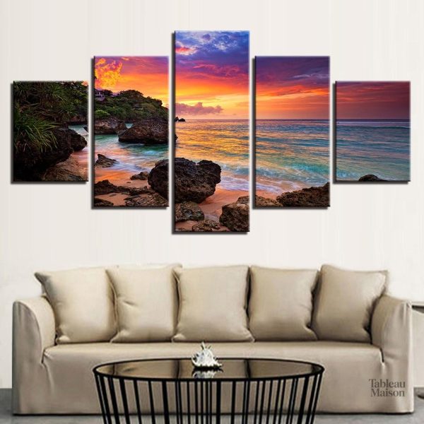 Tableau Plage Rocheuse pour salle de bain