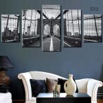 Tableau noir et blanc du Pont de Brooklyn à New-York