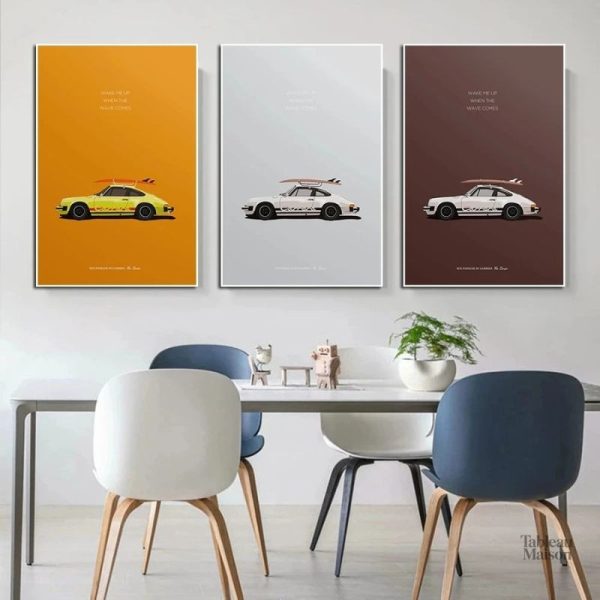 Porche Carrera en vacances, tableau voiture artistique