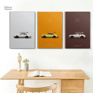 Tableau représentant une voiture Porche en pleine nature
