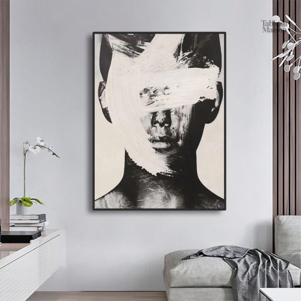Art abstrait monochrome, décoration intérieure moderne