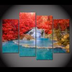 Art mural représentant une belle rivière en automne, sérénité naturelle