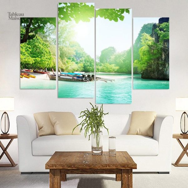 Tableau RIVIÈRE EXOTIQUE pour salle de bain moderne