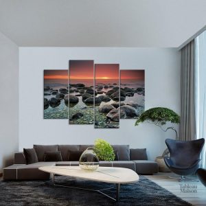Art mural inspiré des paysages marins pour salle de bain