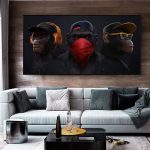 Tableau hip hop avec 3 singes stylisés