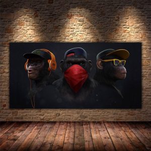 Art mural singe dans une ambiance hip hop colorée