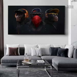 Décoration murale représentant des singes en mode hip hop