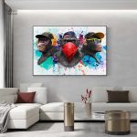 Tableau contemporain 3 Singes, décoration murale originale