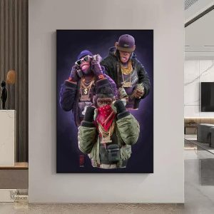 Tableau singe swag avec trois singes stylés