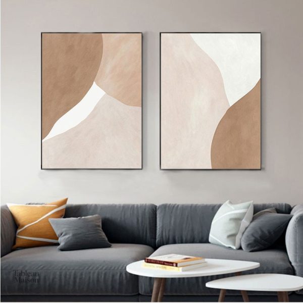 Art mural minimaliste beige et marron pour intérieur