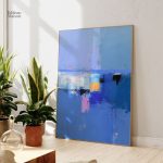 Tableau abstrait bleu contemporain moderne