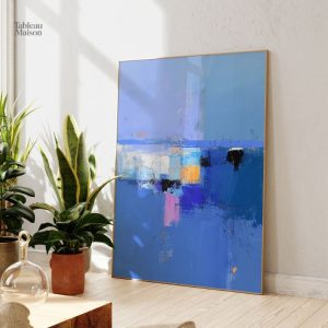 Tableau abstrait bleu contemporain moderne