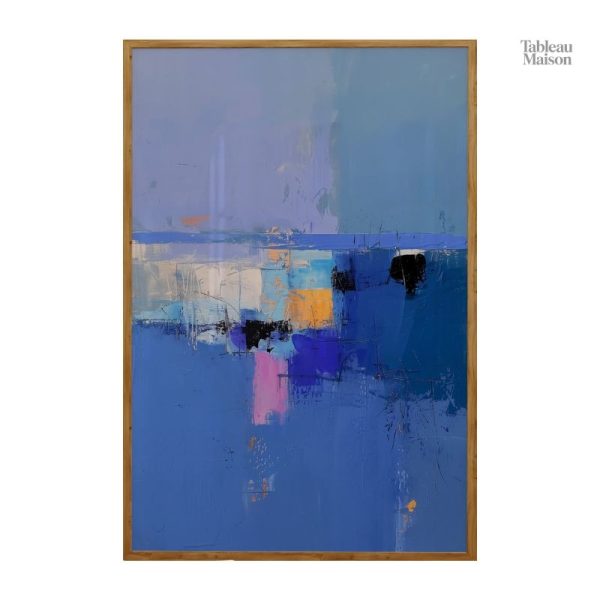 Tableau contemporain avec design bleu dynamique