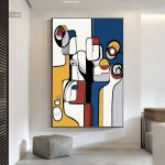 Tableau abstrait cubisme coloré et moderne