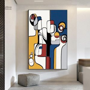Tableau abstrait cubisme coloré et moderne