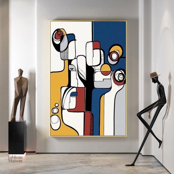 Composition artistique abstraite inspirée du cubisme