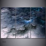 Art mural nuages gris et bleus, design artistique moderne