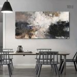 Tableau abstrait en gris, noir et blanc moderne