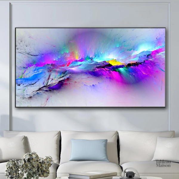 Tableau abstrait montagne, art mural moderne et coloré