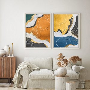 Œuvre contemporaine en couleurs vives et formes abstraites