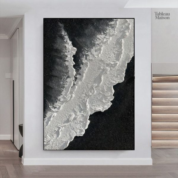 Tableau abstrait noir et blanc moderne